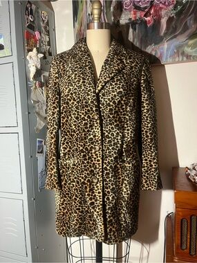 Vtg 90s / 2000s Leopard Print tailored blazer jacket